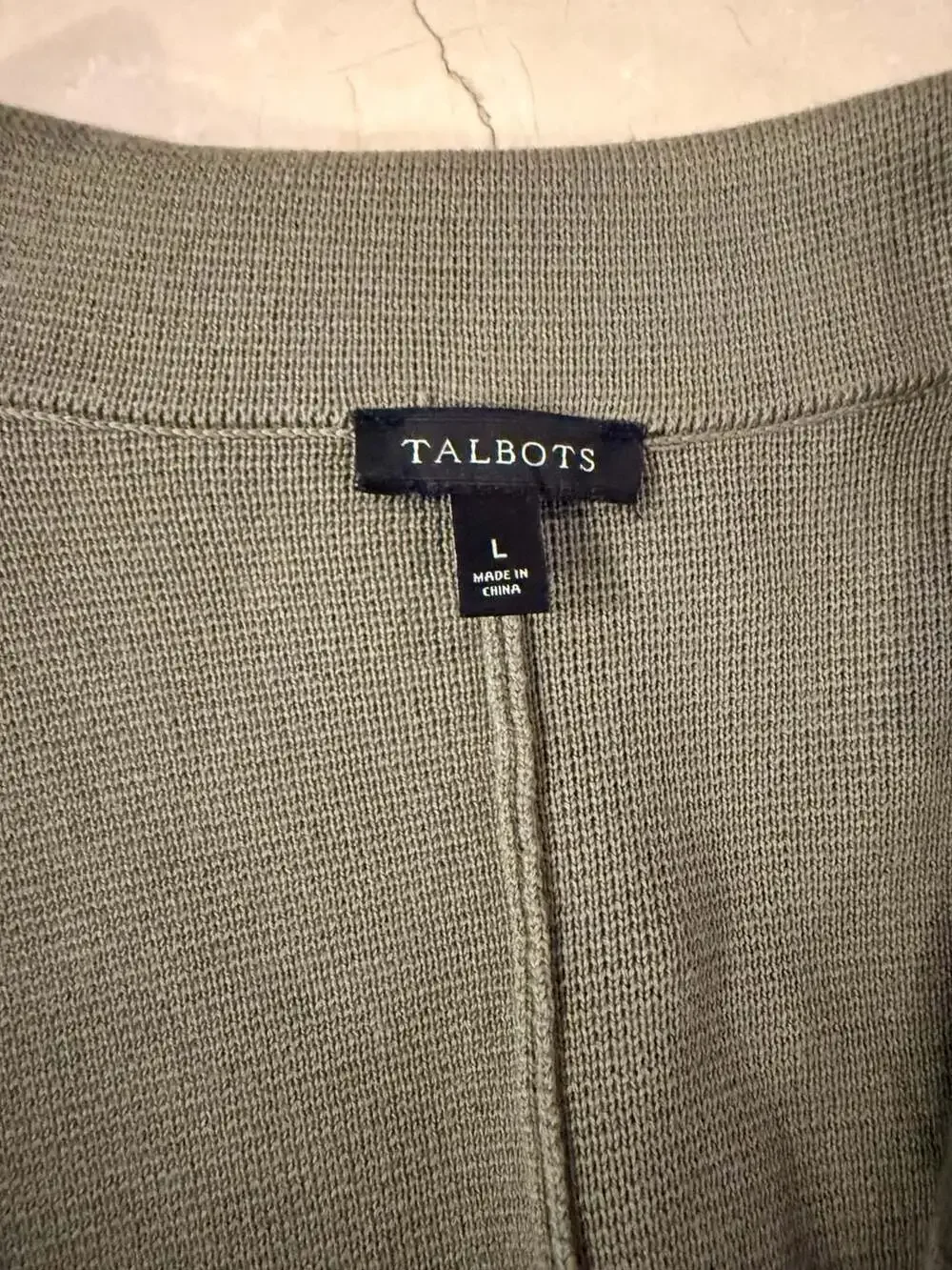 Talbots Women's Olive Green Cotton-Blend Knit Blazer with Button Cuffs